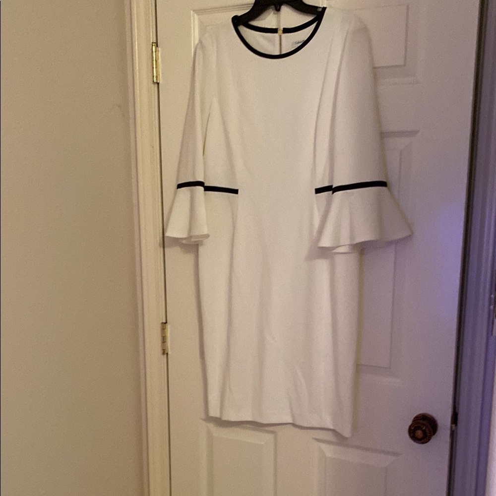 Elegant White Dress with Black Accents